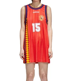 Adidas Damen Spanien Tank-Kleid Sportliches Jersey-Kleid Rot