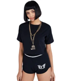 JEREMY MEEKS Damen Sweat-Shorts Hot Pants Mit Logoprint Consolata Schwarz -Mode Reich Geschaft CONSOLATA 20W JMW7006 Black 2