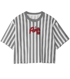 NIKE Air Jordan X Paris St. Germain Graphic Tee Damen Crop-Top DM4998-100 Weiß/Grau