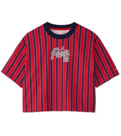NIKE Air Jordan X Paris St. Germain Graphic Tee Damen Crop-Shirt DM4998-657 Rot/Blau