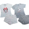 Disney Minnie Mouse Damen Pyjama Kurzer Baumwoll Sommer-Schlafanzug In Weiß Oder Grau