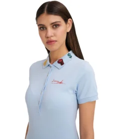 JEREMY MEEKS Damen Polo-Shirt Elisa Mit Kentkragen Hellblau -Mode Reich Geschaft ELISA 20S JMW3004 Baby Blue 4