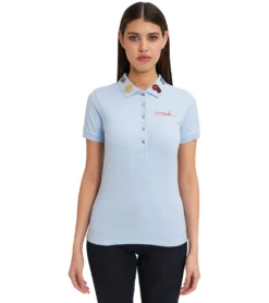 JEREMY MEEKS Damen Polo-Shirt Elisa Mit Kentkragen Hellblau