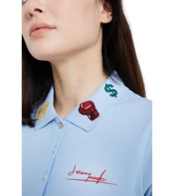 JEREMY MEEKS Damen Polo-Shirt Elisa Mit Kentkragen Hellblau -Mode Reich Geschaft ELISA 20S JMW3004 Baby Blue 8