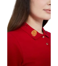 JEREMY MEEKS Elisa Damen Polo-Hemd Kurzarm Mit Patches Am Kragen Rot -Mode Reich Geschaft ELISA 20S JMW3004 Red 1