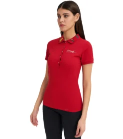 JEREMY MEEKS Elisa Damen Polo-Hemd Kurzarm Mit Patches Am Kragen Rot -Mode Reich Geschaft ELISA 20S JMW3004 Red 2