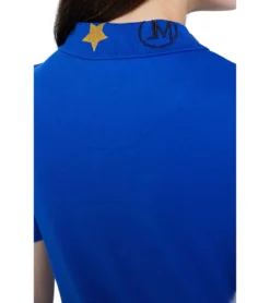 JEREMY MEEKS Damen Freizeit-Hemd Polo-Shirt Mit Patches Am Kragen Elisa Blau -Mode Reich Geschaft ELISA 20S JMW3004 SAX 3