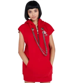 JEREMY MEEKS Damen Mini-Kleid Ghita Mit Kette Und Reißverschluss Rot