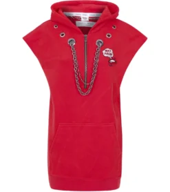 JEREMY MEEKS Damen Mini-Kleid Ghita Mit Kette Und Reißverschluss Rot -Mode Reich Geschaft GHITA 20W JMW1008 Red 4