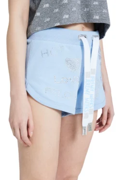 JEREMY MEEKS Damen Kurze Hose Sweat-Shorts Mit Glitzersteinen Ianira Babyblau -Mode Reich Geschaft IANIRA 20W JMW7000 Baby Blue 2