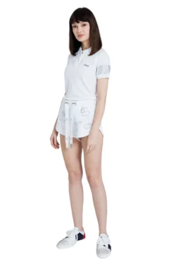 JEREMY MEEKS Damen Kurze Hose Sweat-Shorts Mit Glitzersteinen Ianira Weiß -Mode Reich Geschaft IANIRA 20W JMW7000 White 2