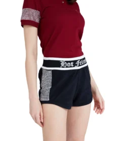 JEREMY MEEKS Damen Hot Pants Mit Glitzersteinen Ilda Schwarz -Mode Reich Geschaft ILDA 20W JMW7001 Black 4