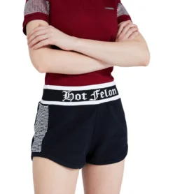 JEREMY MEEKS Damen Hot Pants Mit Glitzersteinen Ilda Schwarz