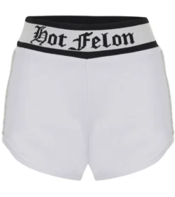 JEREMY MEEKS Damen Shorts Hot Pants Mit Glitzersteinen Ilda Weiß -Mode Reich Geschaft ILDA 20W JMW7001 White