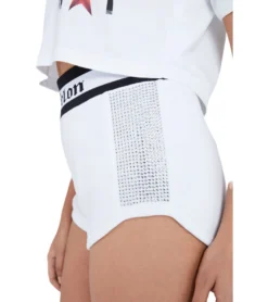 JEREMY MEEKS Damen Shorts Hot Pants Mit Glitzersteinen Ilda Weiß -Mode Reich Geschaft ILDA 20W JMW7001 White 4