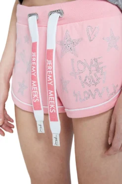 JEREMY MEEKS Damen Shorts Ilva Mit Glitzersteinen Pink -Mode Reich Geschaft ILVA 20W JMW7004 Pink 4