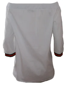 Liebesglück Carmen-Bluse Modische Damen Sommer-Bluse Mit Gesmoktem Ausschnitt Weiß -Mode Reich Geschaft LG003780 100 Weiss