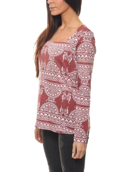 Cheer Langarm-Shirt Gemustertes Damen Herbst-Shirt Mit Rechteckigem Ausschnitt In Tollen Farben -Mode Reich Geschaft Langarmshirt Deal 610621 610621 1 1 Cheer Shirt gemustertes Damen Langarmshirt mit rechteckigem Ausschnitt Bordeaux Cheer Langarm Shirt gemustertes Damen Herbst Shirt mit rechteckigem Au