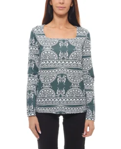 Cheer Langarm-Shirt Gemustertes Damen Herbst-Shirt Mit Rechteckigem Ausschnitt In Tollen Farben -Mode Reich Geschaft Langarmshirt Deal 889787 Cheer Langarm Shirt gemustertes Damen Herbst Shirt mit rechteckigem Ausschnitt in tollen Farben