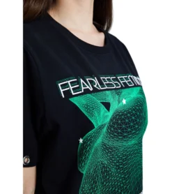 JEREMY MEEKS Damen Oversized-Shirt Freizeit T-Shirt Marta Schwarz/Grün -Mode Reich Geschaft MARTA 20S JMW2008 Black 1