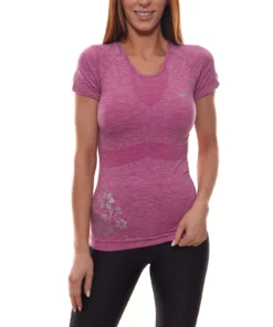 RAIDLIGHT Yoga Atletic Funktions T-Shirt Enganliegendes Shirt Für Damen Mit Rundhals Pink