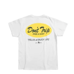 Free &amp; Easy Kurzarm-Shirt Bequemes T-Shirt Handbedruckt In Los Angeles Oval Shortsleeve Weiß